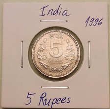 India coin,  5 Rupees,  1996
