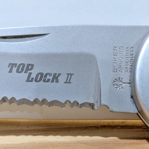 CUCHILLO BOKER ARBOLITO ARGENTINA TOP LOCK II ACERO INOXIDABLE PLEGABLE PUNTO DE CAÍDA Foto 3 de 4