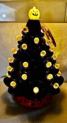 Mr. Halloween Light-Up Black Ceramic Tree with Pumpkin Lights and Jack-o -Lanter