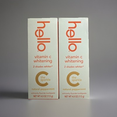Lot Of 2 Hello Vitamin C Anticavity Fluoride Whitening Toothpaste 4oz Exp. 10/27