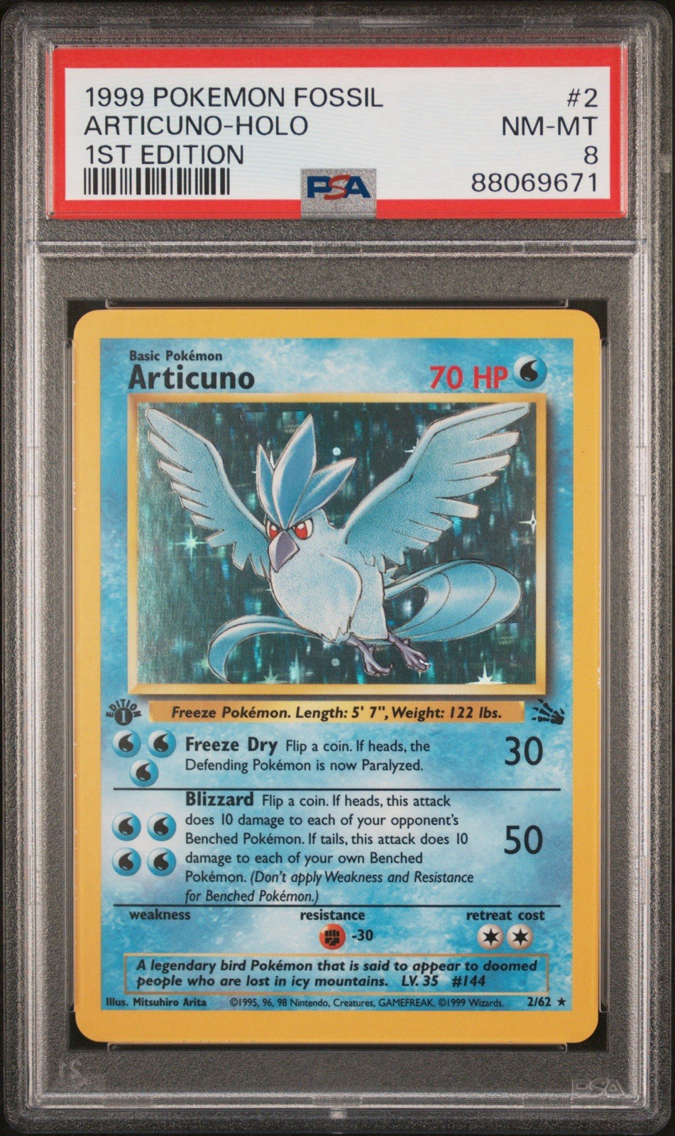 1999 POKEMON FOSSIL 1ST EDITION #2 ARTICUNO-HOLO PSA 8 #2