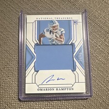 2025 Panini National Treasures Omarion Hampton Blue RC Auto Patch 26/49 UNC