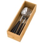 Bamboo Kitchen Drawer Organizer, Wooden Storage Box for Utensil Organizer Sil...
