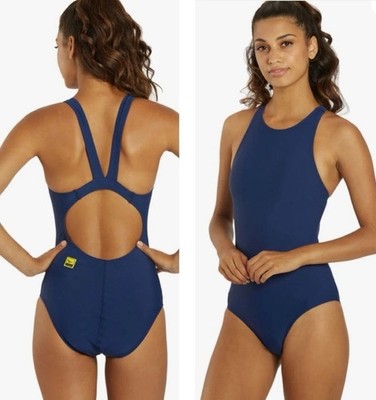 FINIS Bladeback Solid Navy One Piece Swimsuit Size 36 Navy Blue