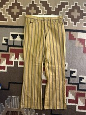 Vintage 60s/70s Yellow and Black Striped Wide-leg Trousers Pants Women's