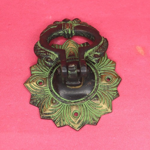Handcrafted Brass Floral Design Round Shape Door Bell Antique Style Door Knocker - Picture 11 of 15