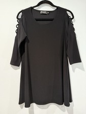 NEW Sympli Stretch Dress Womens 6 Black Going Out LBD 3/4 Dark Romantic Minimal