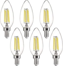 Vintage Style Candelabra Light Bulbs, 40W Equivalent, 6000K Daylight White, E...