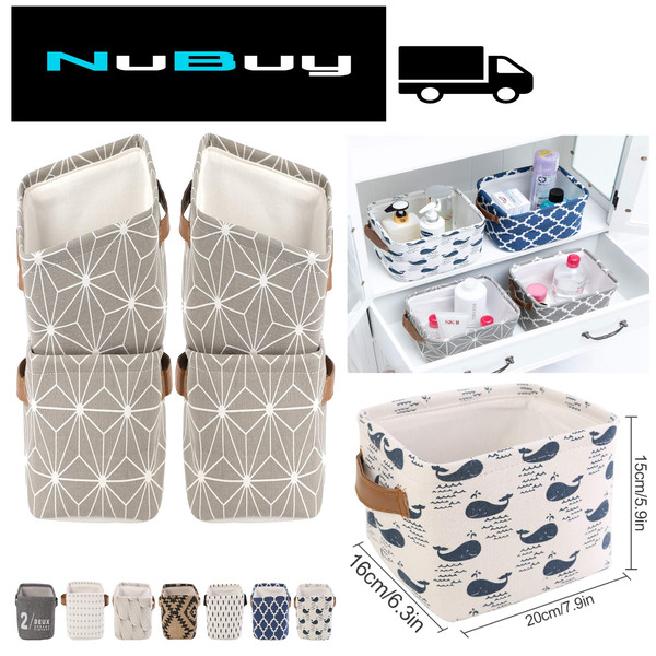 Lessmo 4 StüCk Stoff Aufbewahrungskorb Organizer Mit Griffen Faltbare-image