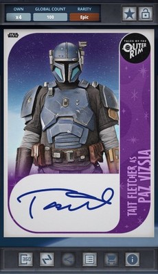 Star Wars Card Trader Tales Of The Outer Rim Purple 100cc Signatures Paz Vizsla