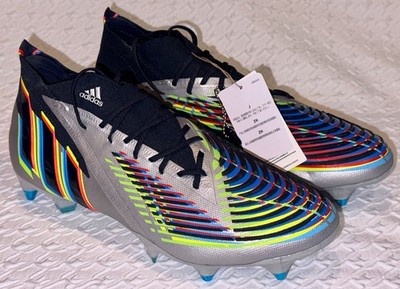 ADIDAS Predator Edge.1 SG Silver Black Red Blue Soccer Cleats Boots Mens Sz 10