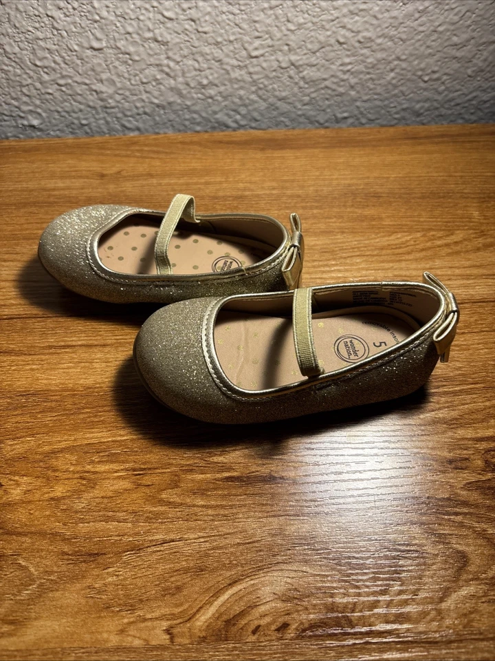 Toddler Girls Gold Dress Shoes Size 5 - Image 3 of 4