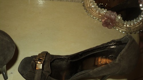 BAGATT BROWN OPEN TOE BUCKLE SUEDE LEATHER STILETTO HEELS*EU38*US7.5*UK5*ITALIAN - Picture 4 of 6