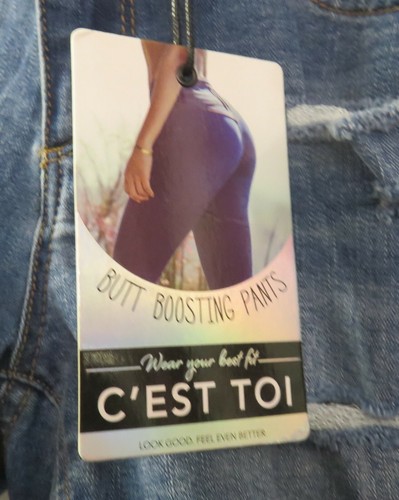 C’EST TOI Butt Boosting Distressed Blue Denim Shorts - size M - NWT - Picture 2 of 6