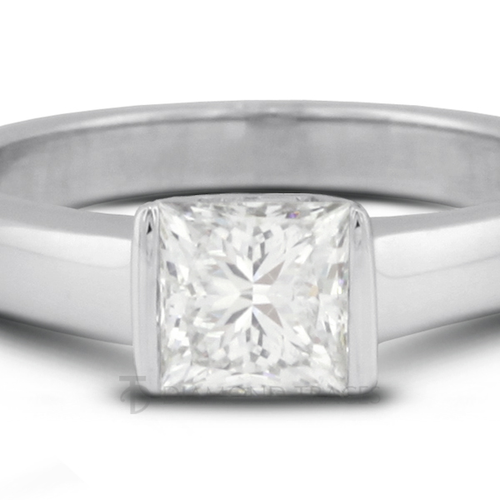 Anello di Fidanzamento Solitario 3/4ct F SI1 Principessa Diamante Naturale Certificato 14k - Foto 1 di 8