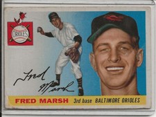1955 Topps Baseball Card Fred Marsh 3rd Base Baltimore Orioles VG # 13