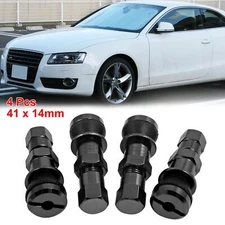 Black Metal Universal Automobile Car Truck Tire Valve Stem Kit 4 Pcs