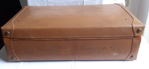 Valigia in fibra Vera FIBRA ADAMS- vintage anni '40/50 Baule da Viaggio - Picture 3 of 5