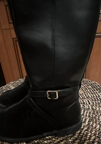 Kinder Place Mädchen hohe Stiefel schwarz mit Schnalle Größe 1 seitlicher Reißverschluss Kunstleder - Bild 12 von 18