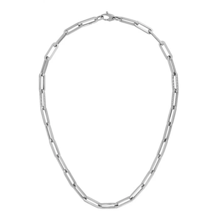 Collar de cadena de eslabones de cable PAPERCLIP ligero de oro blanco de 14k de 18" 4 gramos 4,2 mm