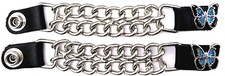 2 BLUE BUTTERFLY WOMEN'S DOUBLE CHAIN MOTORCYCLE BIKER VEST EXTENDERS USA MADE