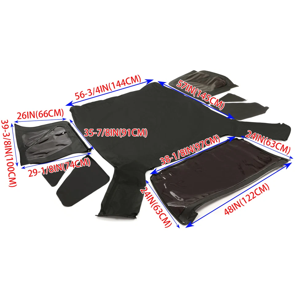 Black replacement Soft Top Tinted Windows FOR Jeep Wrangler TJ 1997-2006 - Image 4 of 4