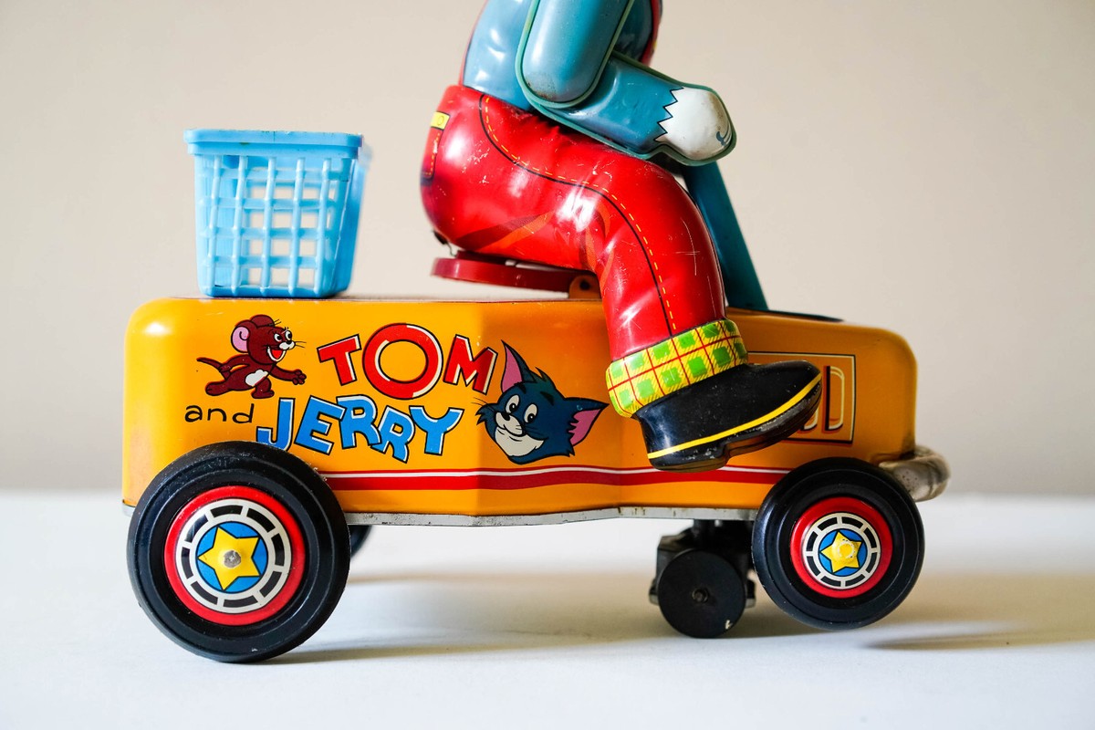 Tom & Jerry 60s Hand Car Vintage Rare Japan Tin Toy by