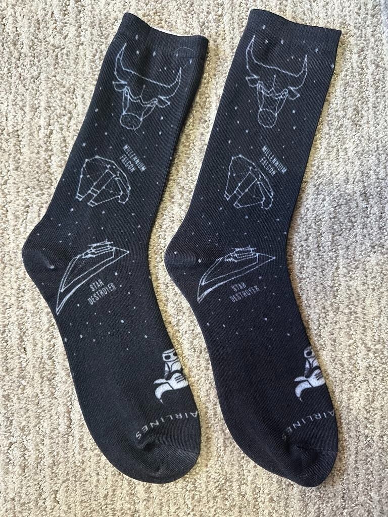 Chicago Bulls NBA - Bulls x United Airlines - Black Star Wars Socks - NEW