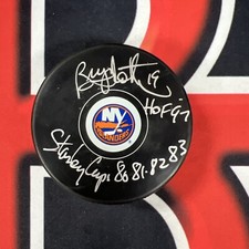 Bryan Trottier Signed New York Islanders Puck Autographed Steiner CX Certified