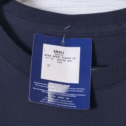 Champion klassisches Jersey T-Shirt Mini C Skript Logo in Marineblau Herren Größe S Neu mit Etikett - Bild 3 von 7