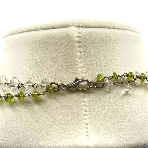 Geode Crystal Pendant Statement Necklace Green White Double Strand Boho Hippie - Picture 5 of 5