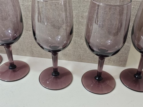 LIBBY PURPLE AMETHYST WINE GLASS SET OF 9 GLASSES 6 INCH TALL - Picture 11 of 17
