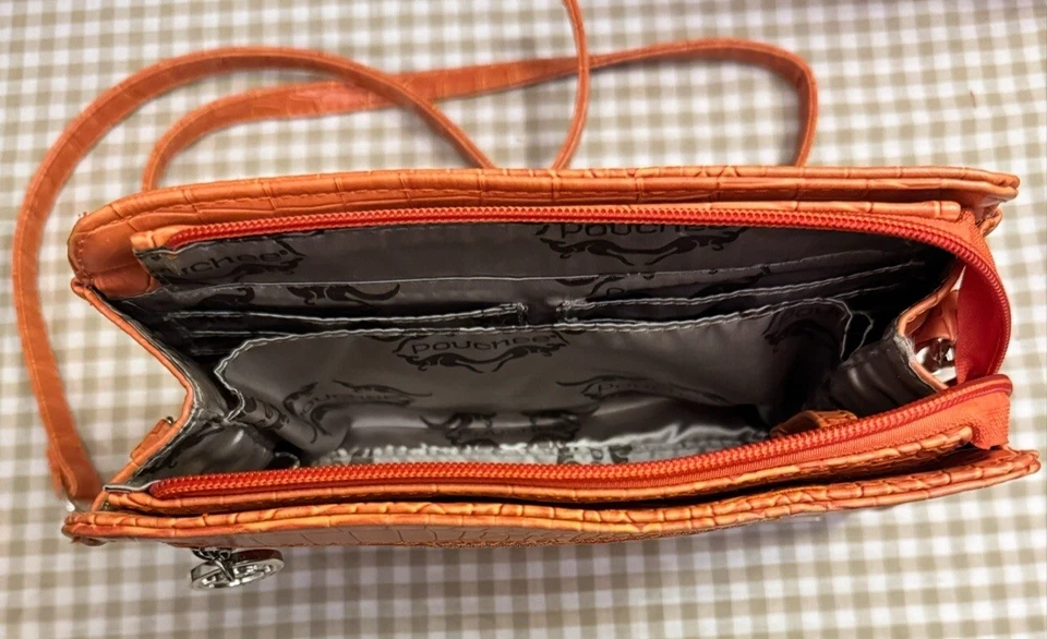 Pouchee Snakeskin Orange Purse - Image 3 of 4