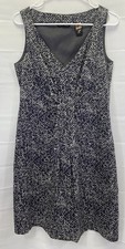 New York&Co Sleeveless pleated front shift Dress sz10 black/white waist panel li