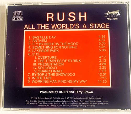 RUSH-ALL THE WORLD'S A STAGE-CD(ANTHEM:ANC-2-1005)-(Prog Rock)RARE - Picture 2 of 3