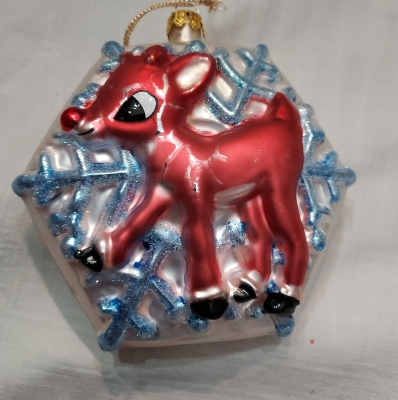 Rudolph The Red Nose Reindeer Glass Ornament