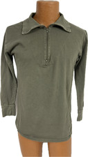 Authentic Cold War German Military OD Green Tricot Shirt Thermal w/ Zipper Top