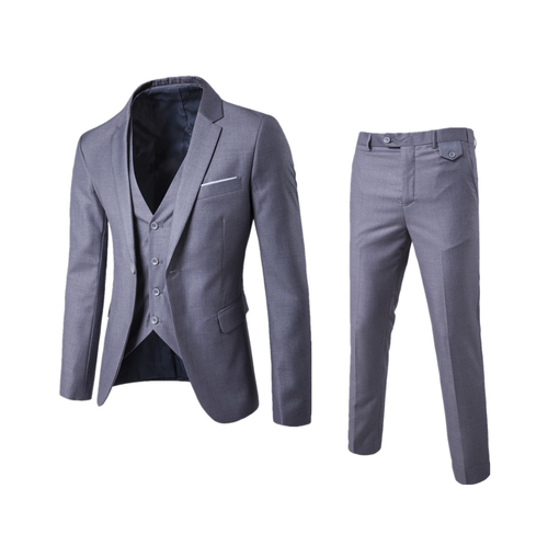 Men's Smart 3 Pieces Suit Blazer Jacket + Tux Vest Waistcoat + Trousers - Picture 5 of 12
