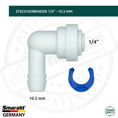 L-Einsteckverbinder Ø 10,5 mm 1/4'' Easy & Quick Steckverbinder Ø 6,5 mm m. Clips