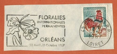 Fragment-Loiret-Dept.45-Floralies Orléans Postal Flame + Stamp"Rooster de Decaris - Picture 1 of 1