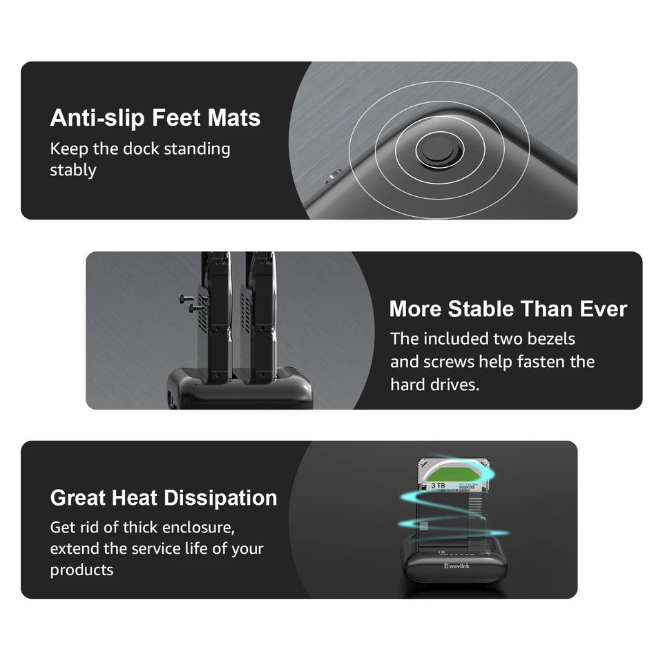 External Hard Drive Docking Station for 2.5/3.5" SSD HDD USB to SATA I/II/III  - Image 4 of 4