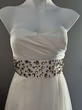 Cream and Gold Glitter Prom Dress - Size 5 Speechless 2010 Gems Strapless