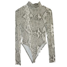 Forever 21 Long Sleeve Snake Print Pattern Bodysuit- Size Medium