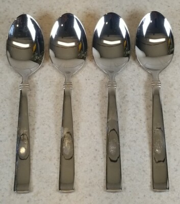 4 REED & BARTON REGENT HERITAGE MINT TEASPOONS 6 3/8'' STAINLESS FLATWARE 18/10 