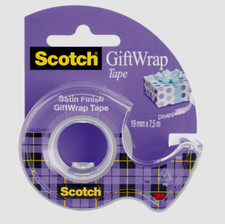 Scotch GIFT WRAP TAPE Satin Finish Easy Dispense 3/4" W x 650" L Clear CLIP-15
