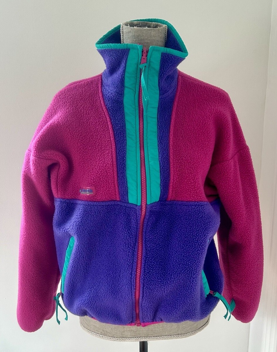 Used Womens 90s Columbia Pink Fleece Jacket Size S 古着 Vintage COLUMBIA Y2K Pink Turquoise Purple Casual Fleece