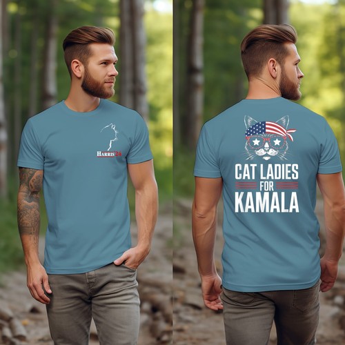 Cat Ladies I Stand With Kamala Harris 2024 Comma La For The People 45 47 T Shirt - Picture 12 of 39