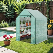 Greenhouse for Outdoor 3 Tiers 6 Shelves Walk in Plant Green House with PE Cover