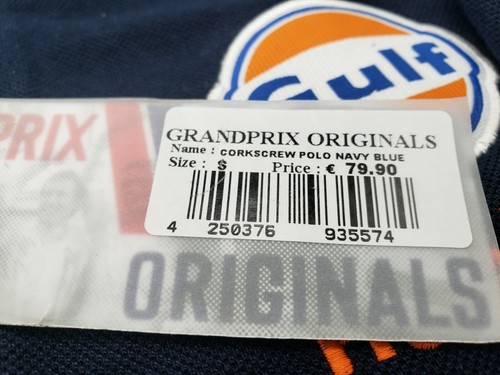 GRAND PRIX ORIGINALS Corkscrew Gulf Polo Shirt Size S.NEW With Tags. Navy Blue - Picture 2 of 8