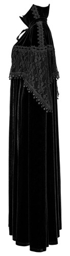 Punk Rave Women Gothic Long Cloak Hallowmas Stand Collar Mystery Black Coat Cape - Picture 14 of 19